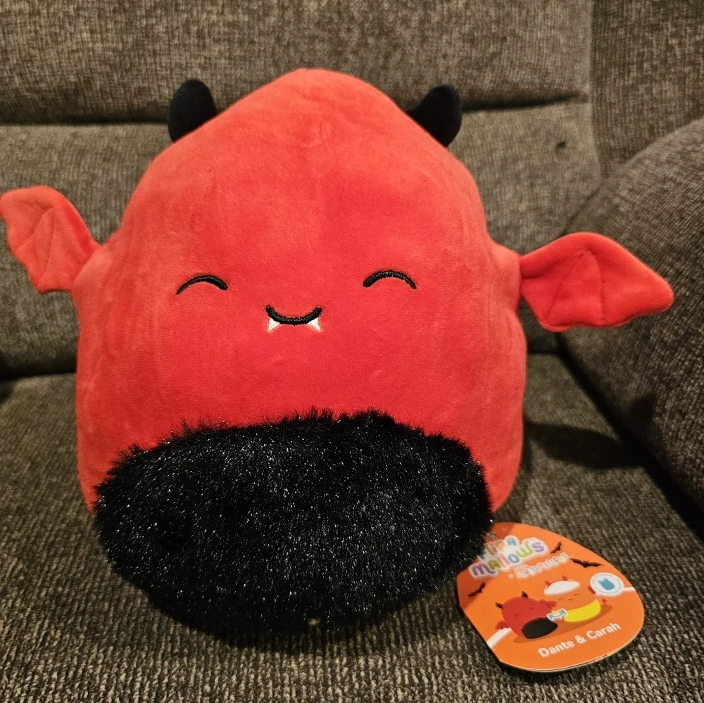Squishmallows Flip-A-Mallow Dante The Devil And Carah The Candy Corn Plush 8